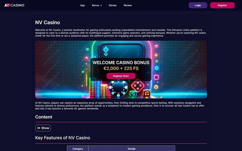 Evaluering af NV Online Casino